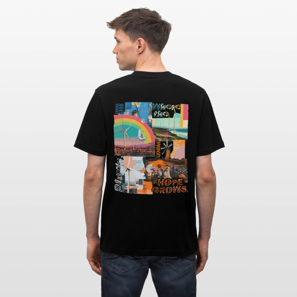 Nyxaris, Windmühle, 1st | Essential, Relaxed Fit Unisex Bio T-Shirt - Schwarz