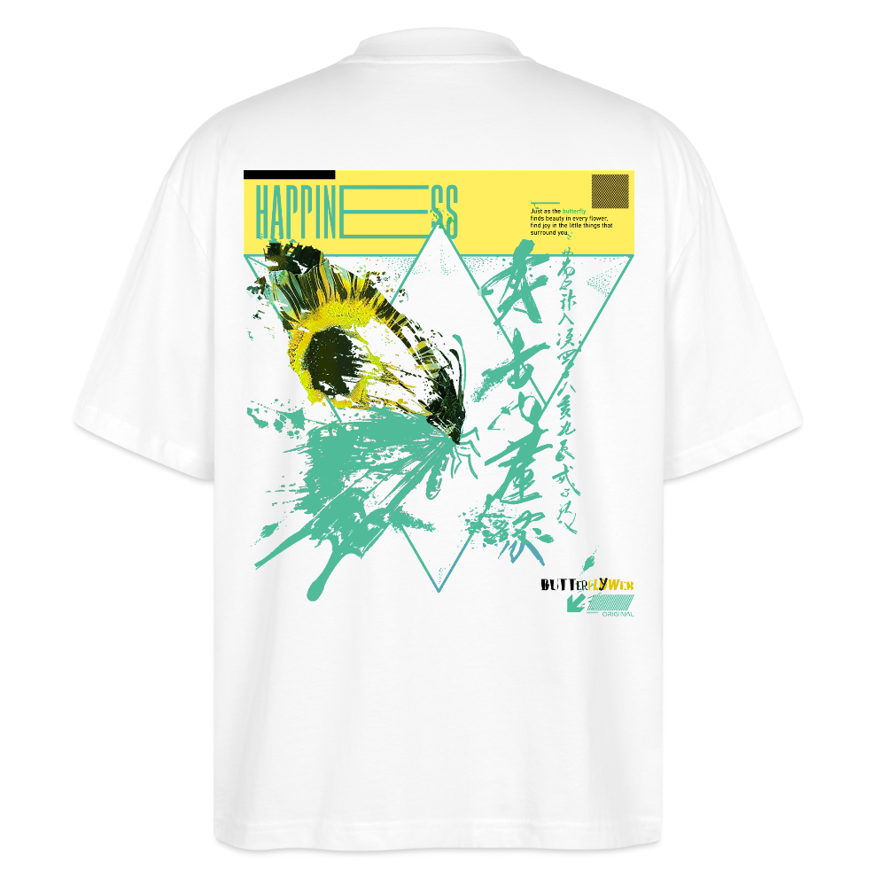 Solvatrix, Schmetterling, 1st | Blaster, Oversize Bio T-Shirt, Unisex - Weiß
