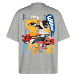 Kronan, Gesicht, 1st | Blaster, Oversize Bio T-Shirt, Unisex - Grau meliert