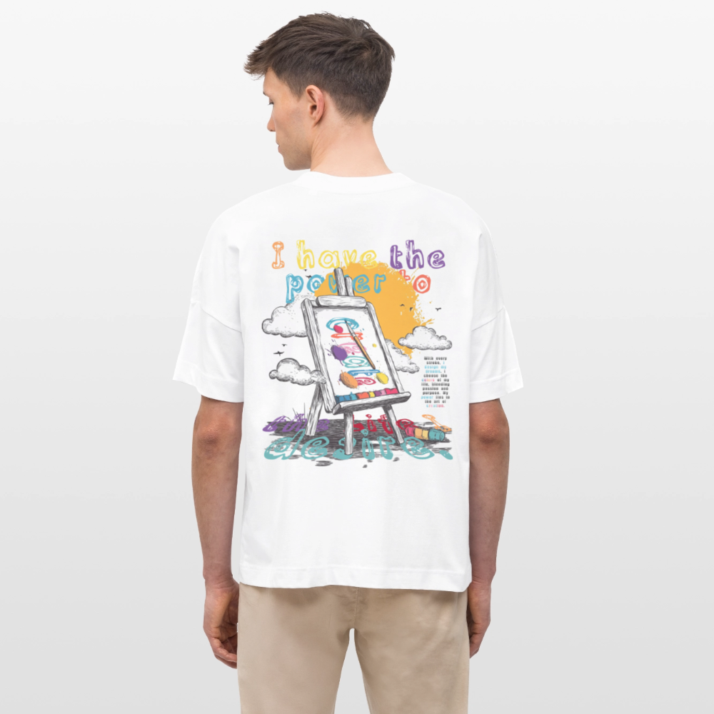 Noctharius, Malen, 1st | Blaster, Oversize Bio T-Shirt, Unisex - Weiß