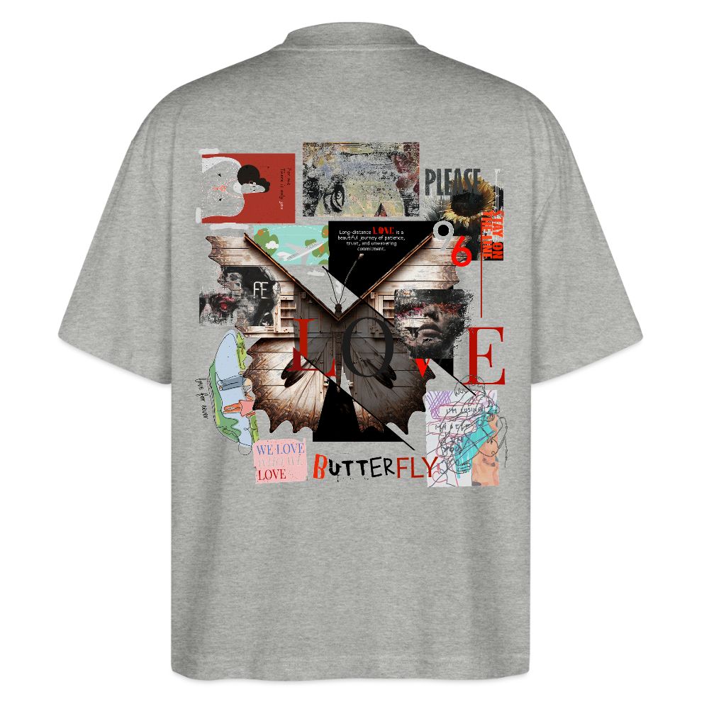Zentharior, Schmetterling, 1st | Blaster, Oversize Bio T-Shirt, Unisex - Grau meliert