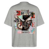Zentharior, Schmetterling, 1st | Blaster, Oversize Bio T-Shirt, Unisex - Grau meliert