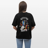 Dewrês, Frau, 1st | Blaster, Oversize Bio T-Shirt, Unisex - Schwarz