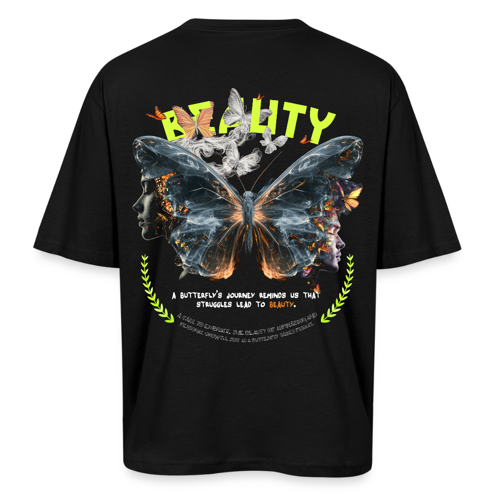 Harith, Schmetterling, 1st | Breezy, Oversized Unisex T-Shirt - Schwarz