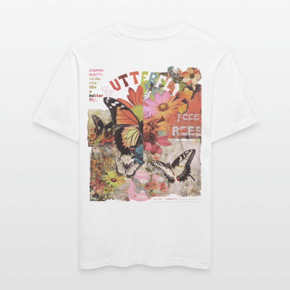 Azaroth, Schmetterling, 1st | Essential, Relaxed Fit Unisex Bio T-Shirt - Weiß