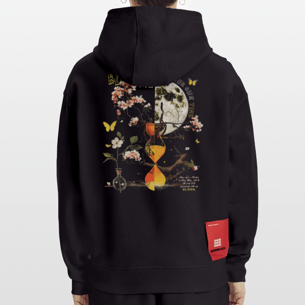 Tsukuyomi, Sanduhr, 1st | Heavyweight Oversized Bio Hoodie, Unisex - SOLID BLACK