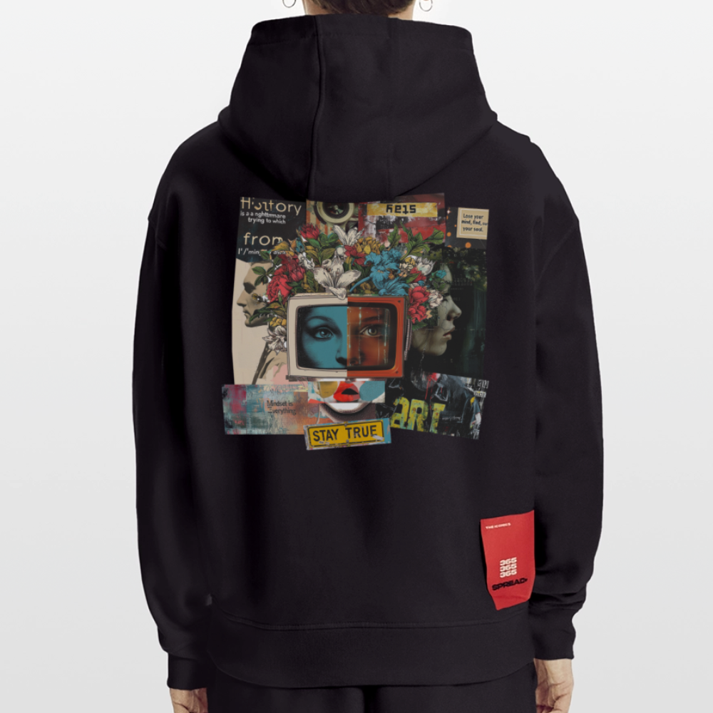 Baranê, Fernseher, 1st | Heavyweight Oversized Bio Hoodie, Unisex - SOLID BLACK