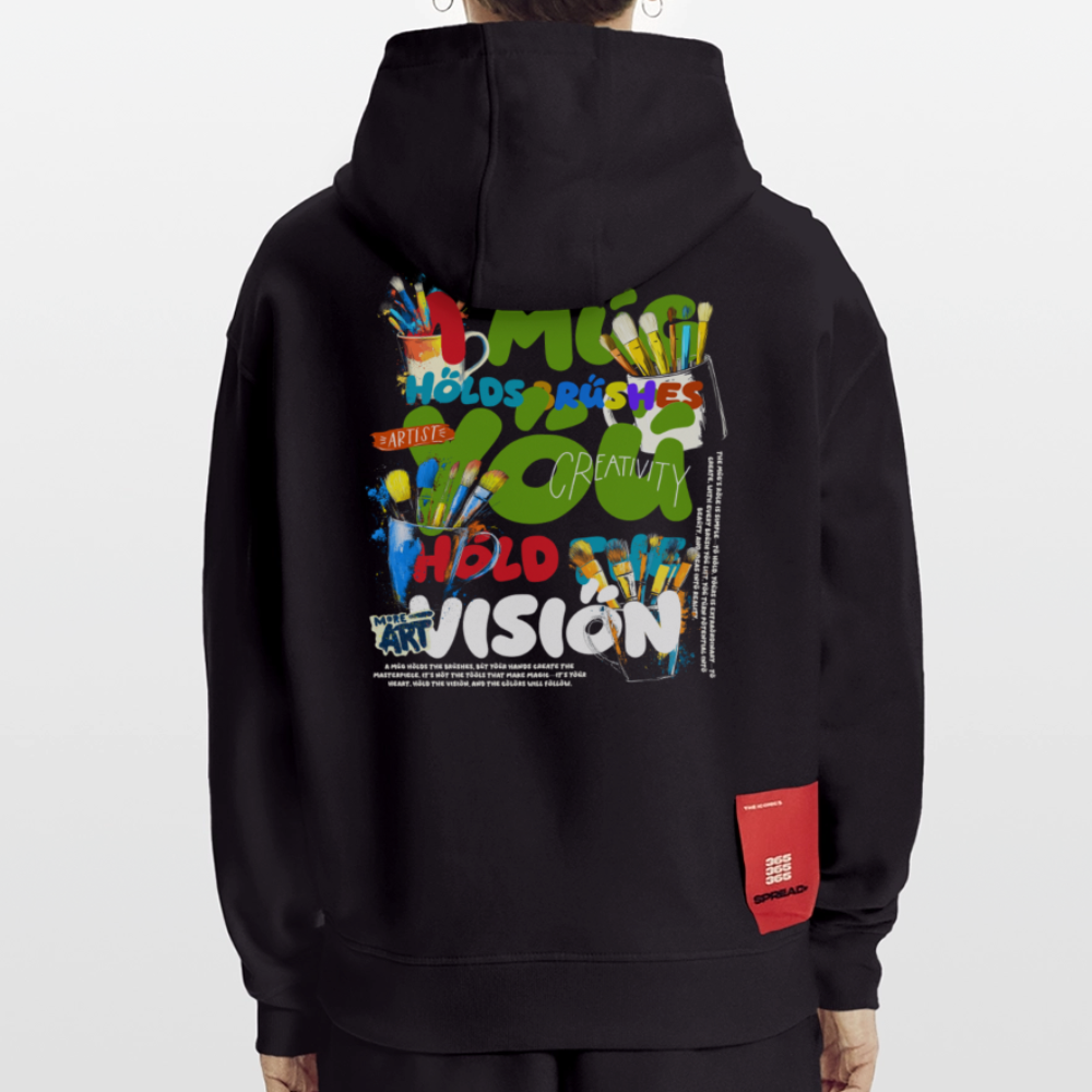 Thesean, Pinsel, 1st | Heavyweight Oversized Bio Hoodie, Unisex - SOLID BLACK