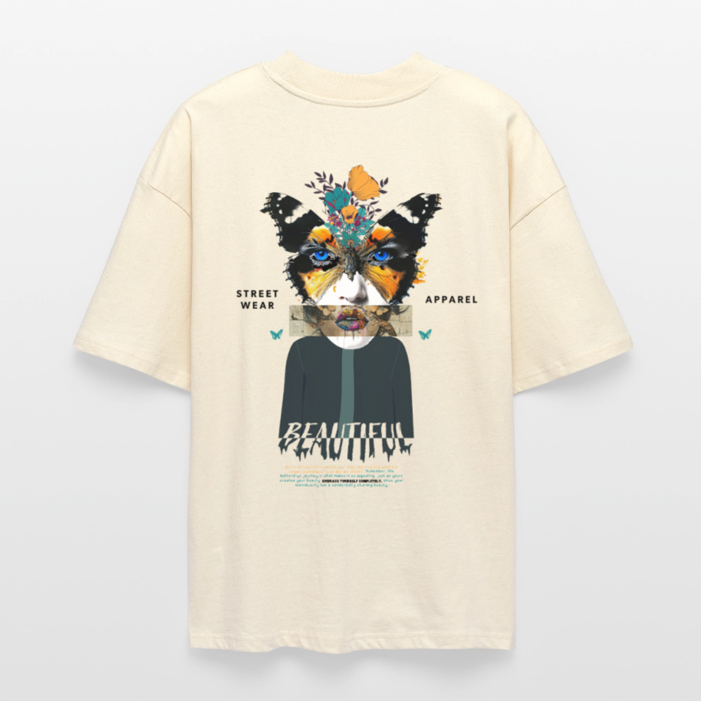 Siriothis, Schmetterling, 1st | Blaster, Oversize Bio T-Shirt, Unisex - Weißgrau