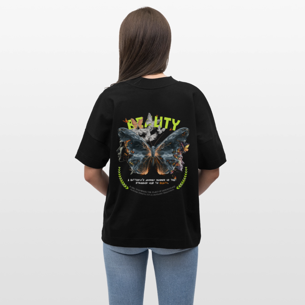 Harith, Schmetterling, 1st | Blaster, Oversize Bio T-Shirt, Unisex - Schwarz