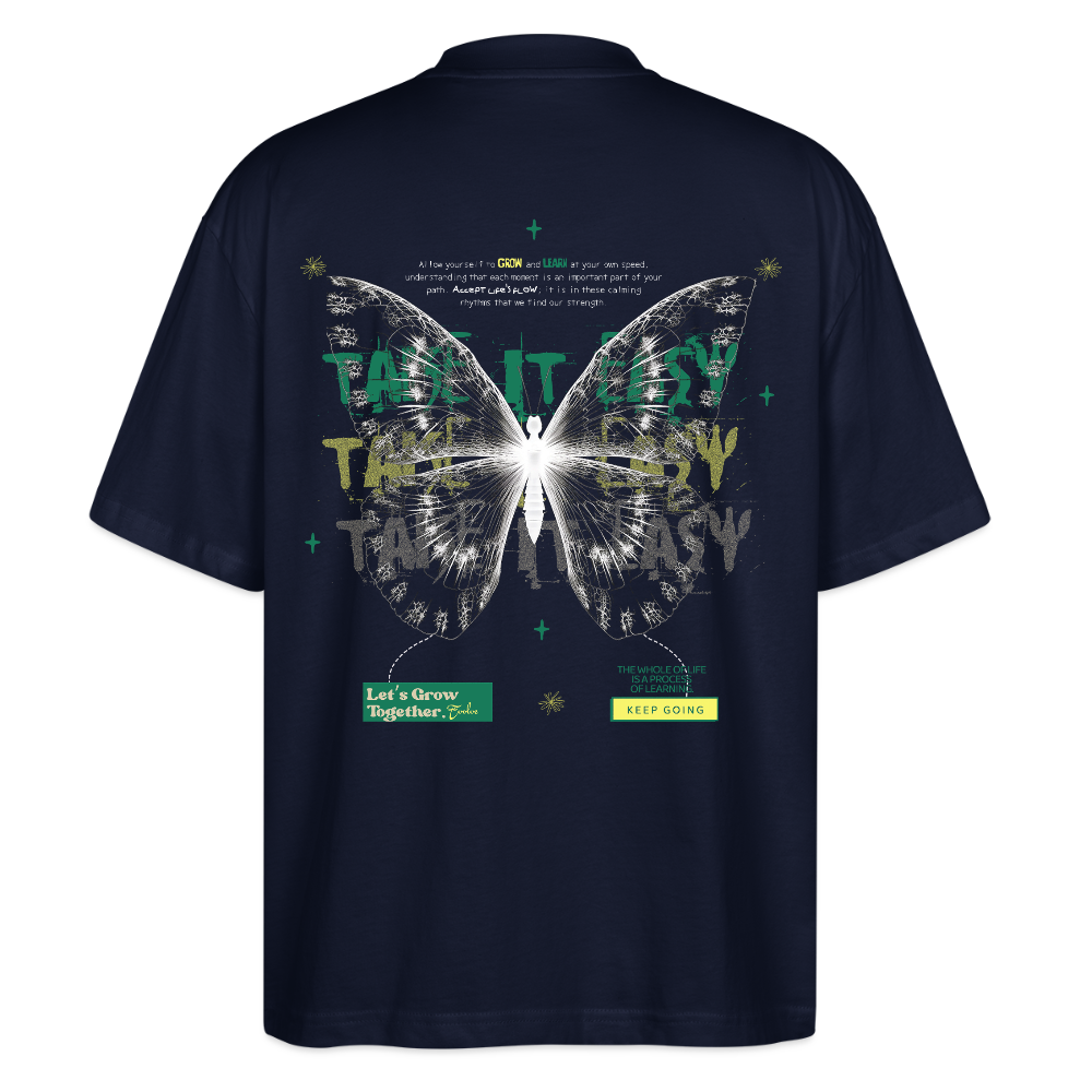 Hesinkar, Schmetterling, 1st | Blaster, Oversize Bio T-Shirt, Unisex - Navy