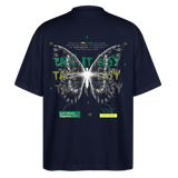 Hesinkar, Schmetterling, 1st | Blaster, Oversize Bio T-Shirt, Unisex - Navy