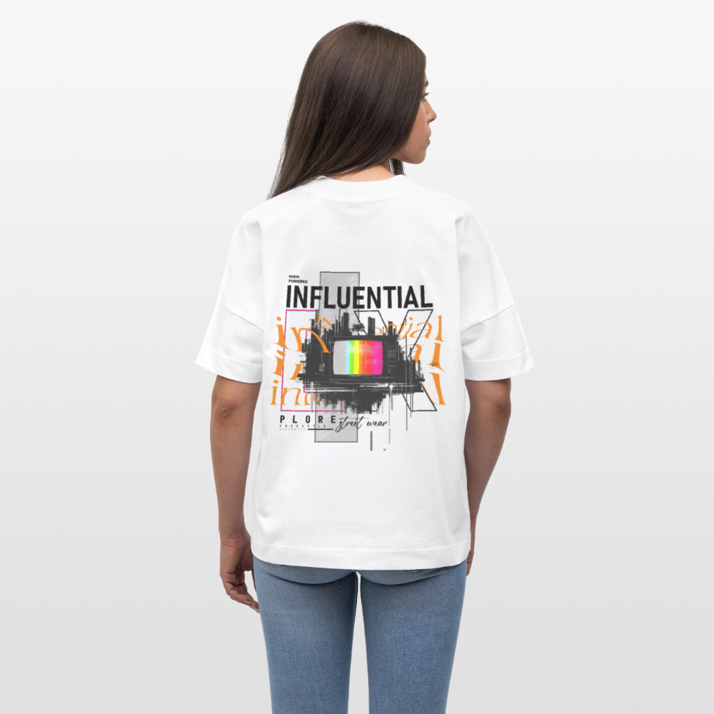 Flamethar, Fernseher, 1st | Blaster, Oversize Bio T-Shirt, Unisex - Weiß
