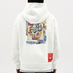 Seraphion, Gesichter, 1st | Heavyweight Oversized Bio Hoodie, Unisex - OFF WHITE