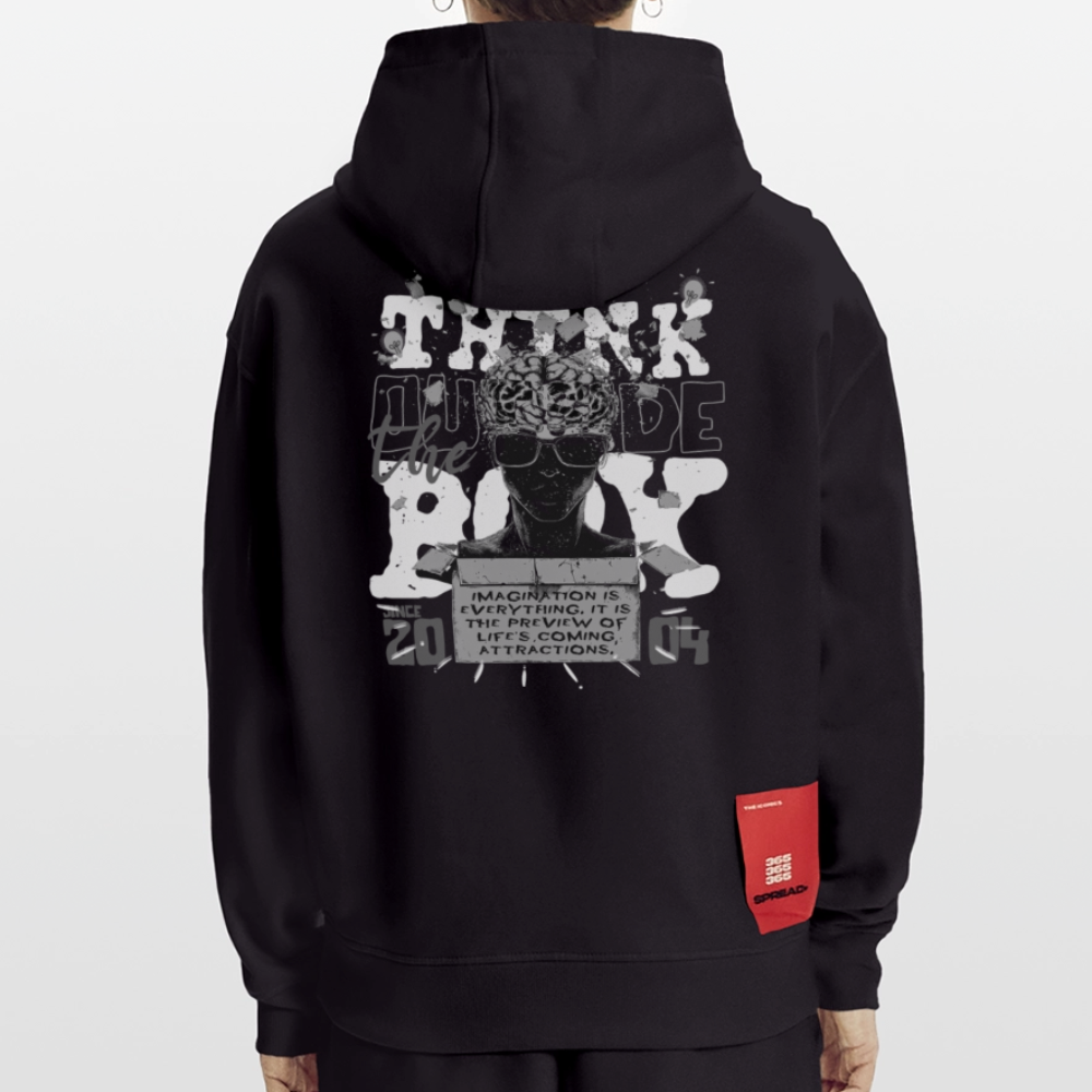 Nyxan, Gehirn, 1st | Heavyweight Oversized Bio Hoodie, Unisex - SOLID BLACK