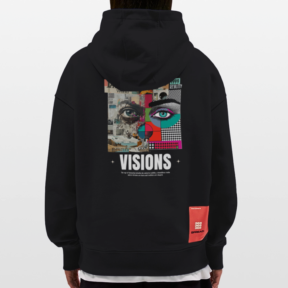 Omoikane, Augen, 1st | Heavyweight Oversized Bio Hoodie, Unisex - SOLID BLACK