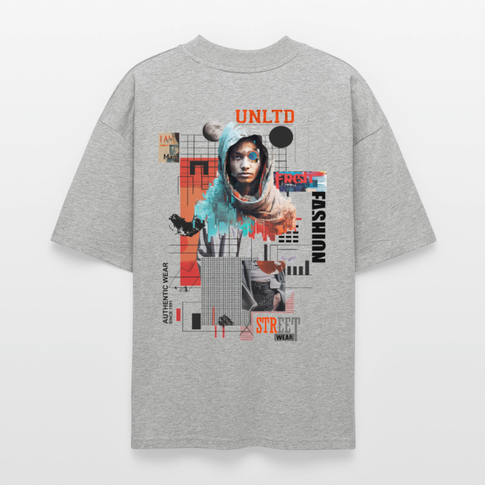 Celestrion, Cyborg, 1st | Blaster, Oversize Bio T-Shirt, Unisex - Grau meliert