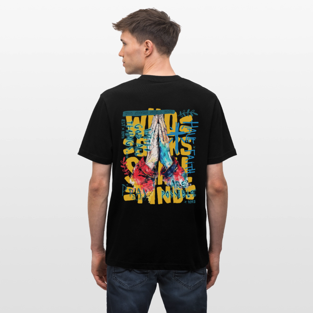 Perseus, Beten, 1st | Essential, Relaxed Fit Unisex Bio T-Shirt - Schwarz