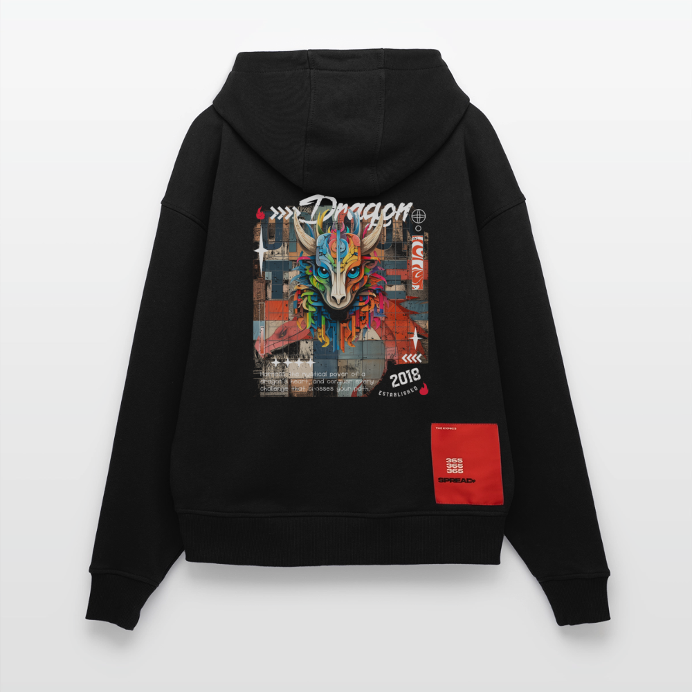Nezha, Drache, 1st | Heavyweight Oversized Bio Hoodie, Unisex - SOLID BLACK