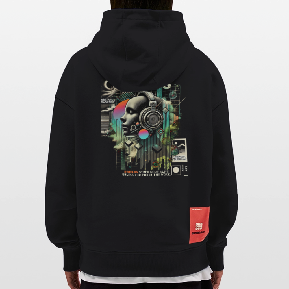 Harmonian, Fantasie, 1st | Heavyweight Oversized Bio Hoodie, Unisex - SOLID BLACK