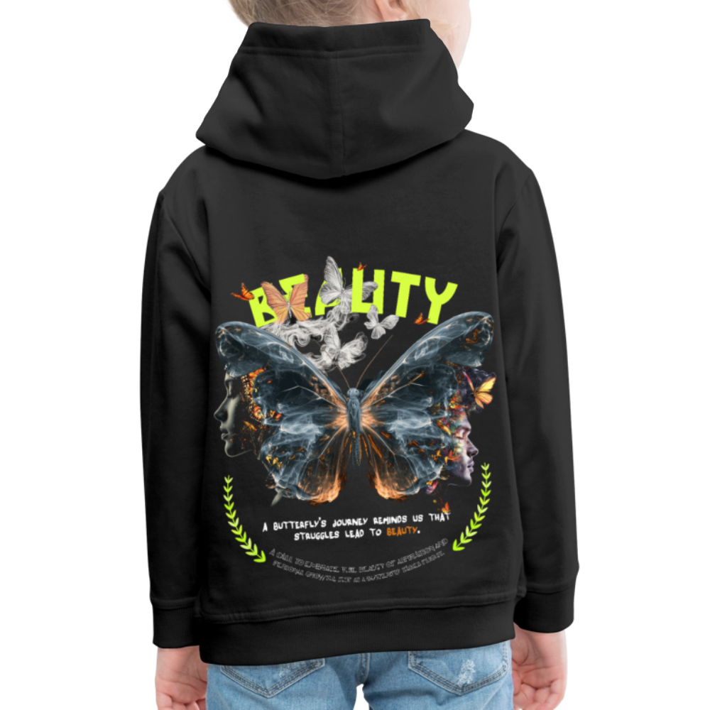 Harith, Schmetterling, 1st | Kinder Hoodie - Schwarz