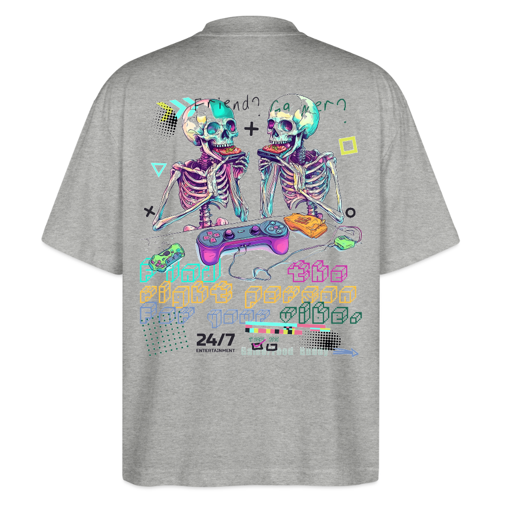 Malakar, Gaming, 1st | Blaster, Oversize Bio T-Shirt, Unisex - Grau meliert