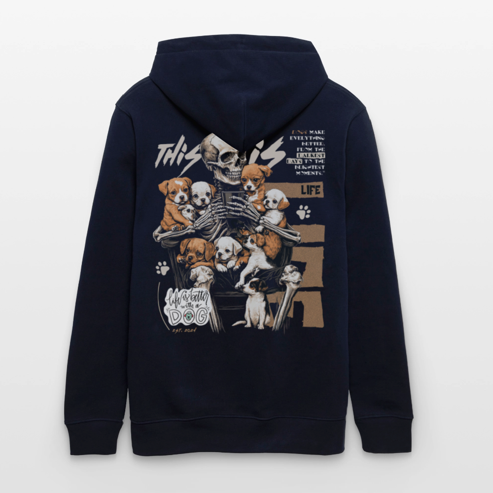 Tezcatlipoca , Hunde & Skelet, 1st | Cruiser, Unisex Bio-Hoodie - Navy