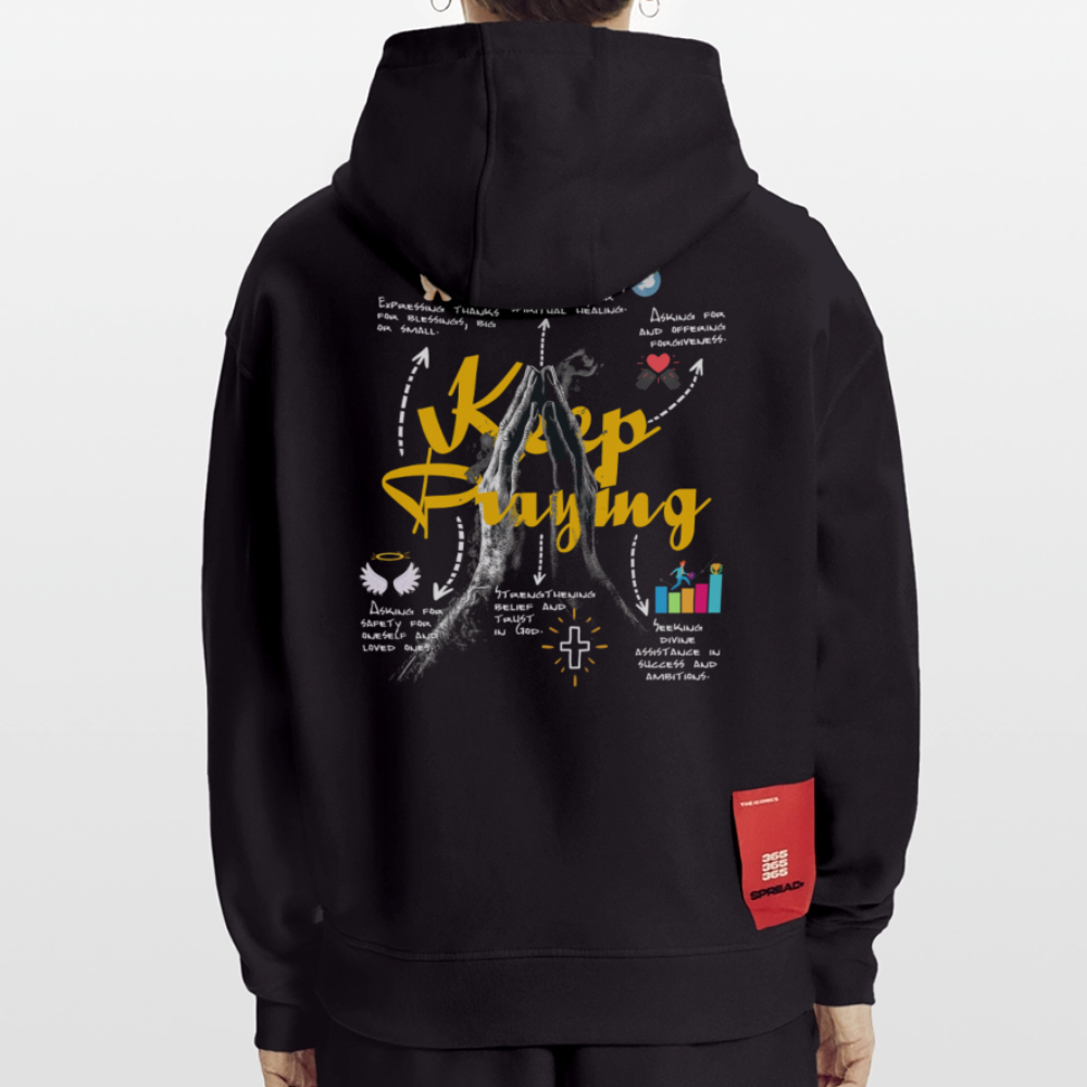 Maian, Beten, 1st | Heavyweight Oversized Bio Hoodie, Unisex - SOLID BLACK
