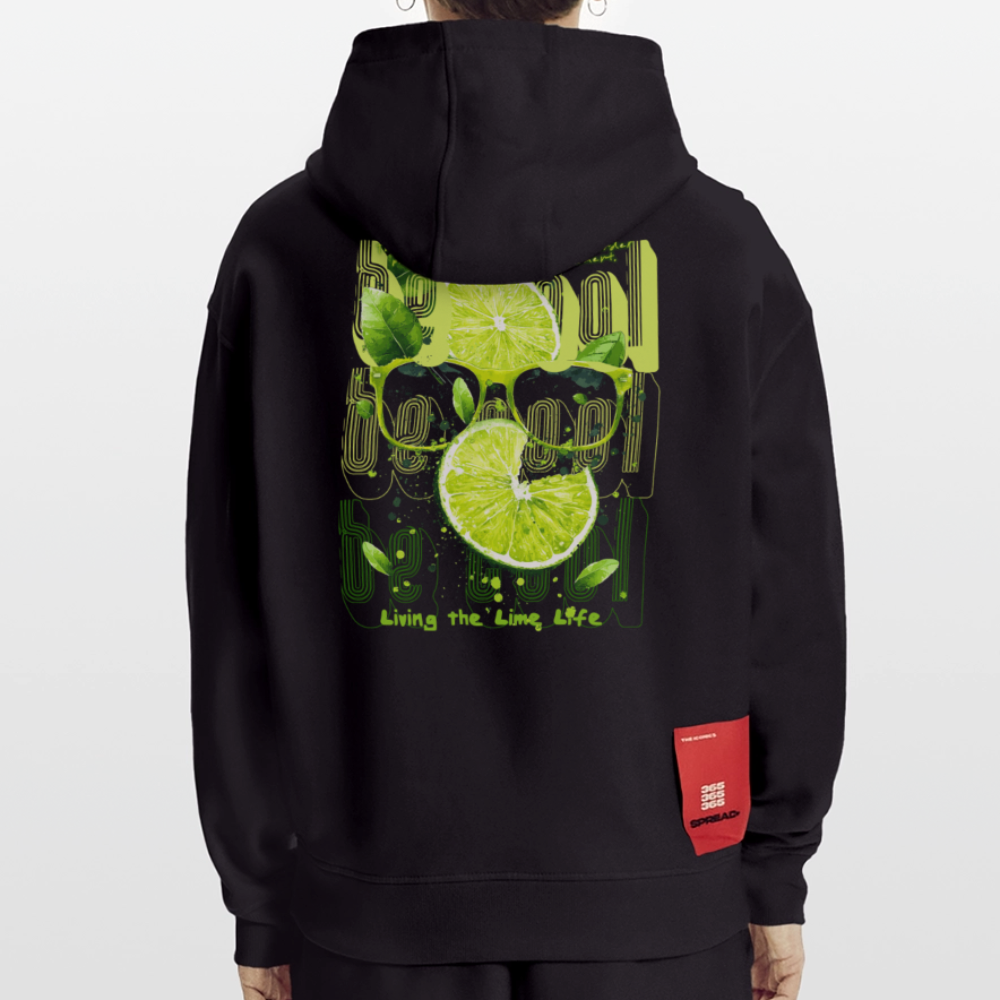 Kali, Limette, 1st | Heavyweight Oversized Bio Hoodie, Unisex - SOLID BLACK