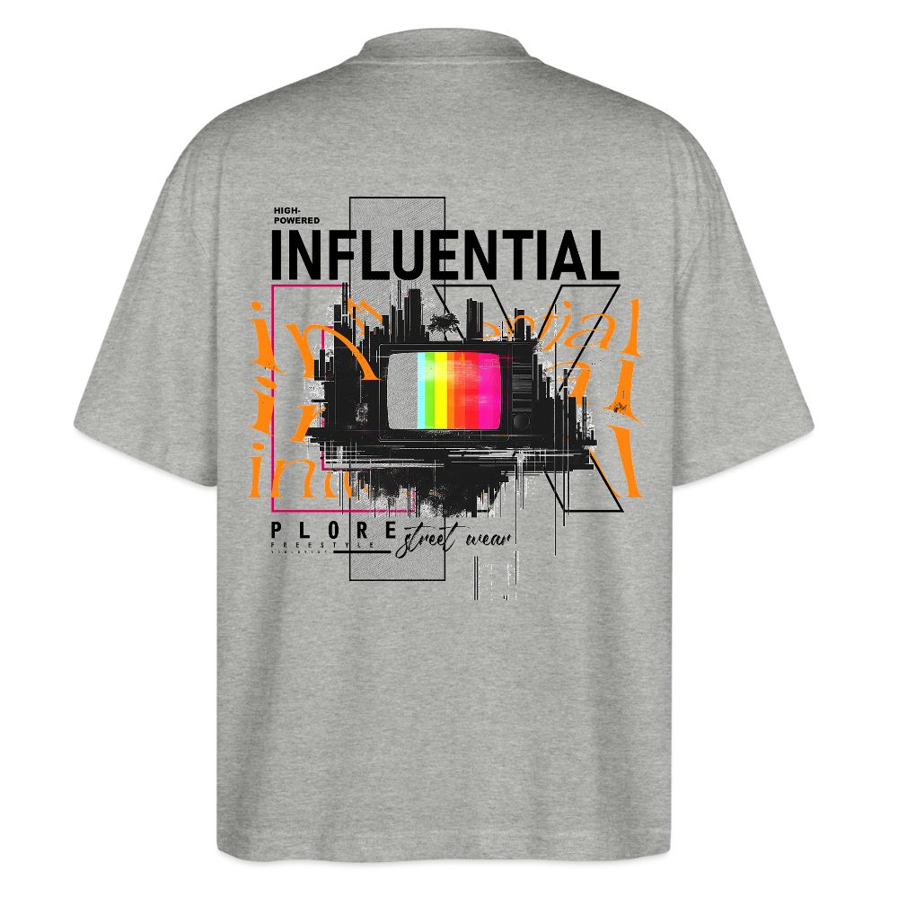 Flamethar, Fernseher, 1st | Blaster, Oversize Bio T-Shirt, Unisex - Grau meliert