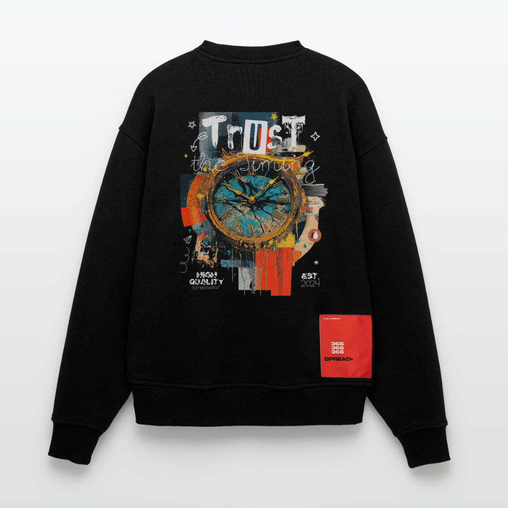Demeteros, Uhr, 1st | Heavyweight Oversized Bio Sweater, Unisex - SOLID BLACK