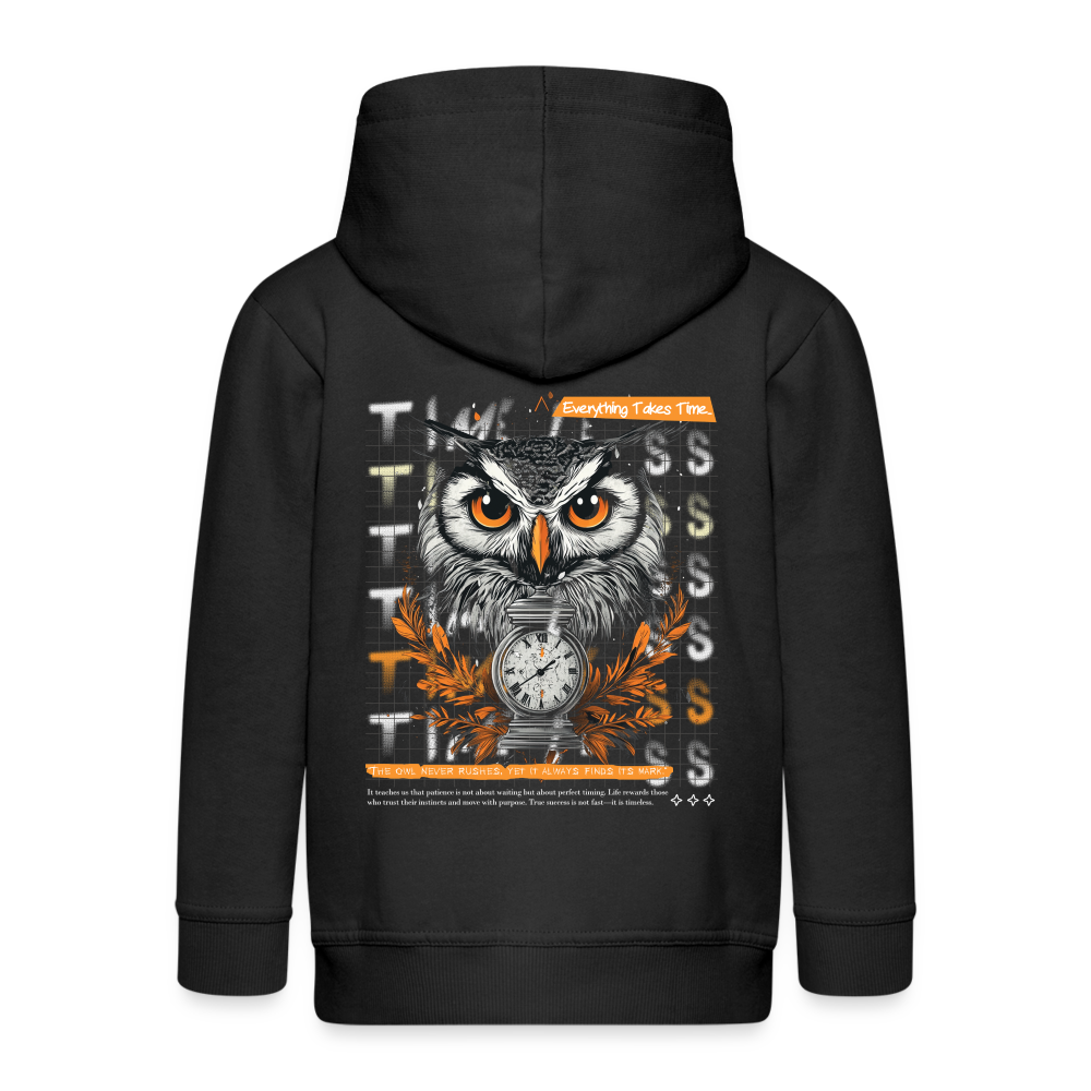 Marid, Eule, 1st | Kinder Zip Hoodie - Schwarz