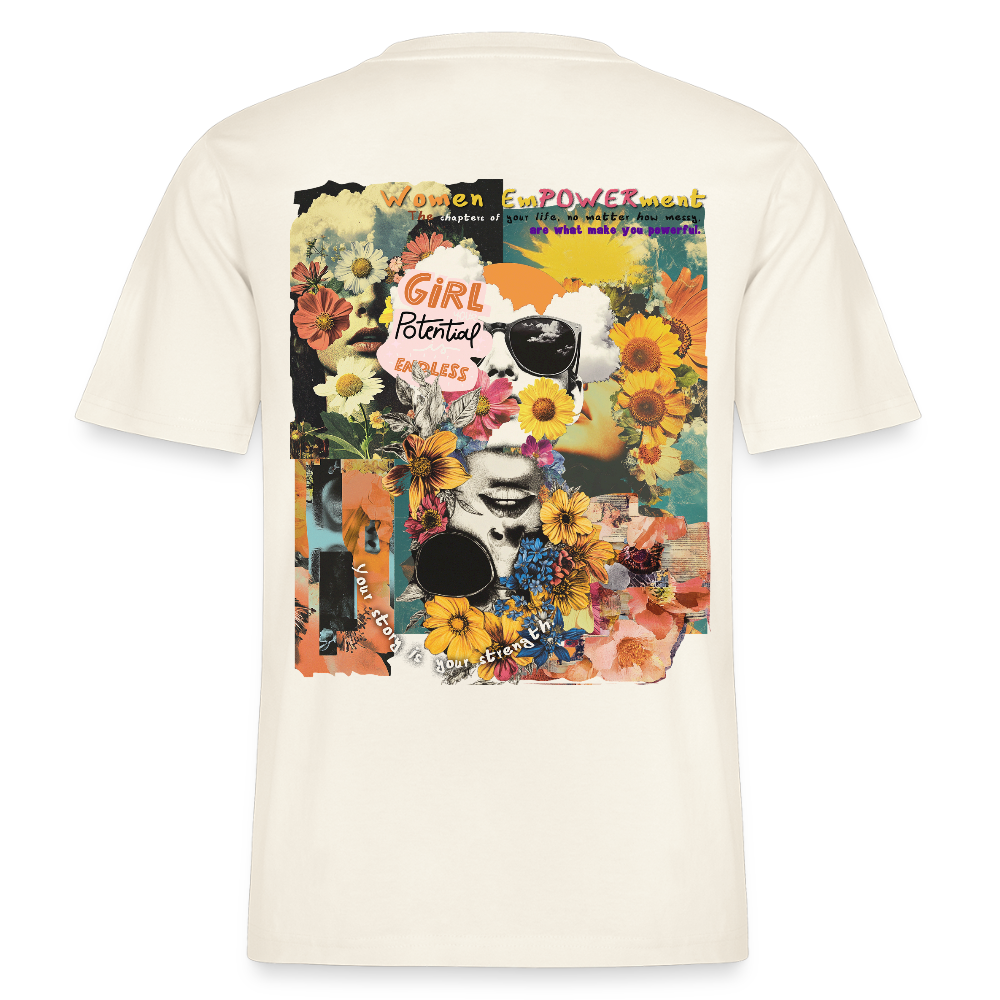 Vaelthar, Blumen, 1st | Essential, Relaxed Fit Unisex Bio T-Shirt - Naturweiß 