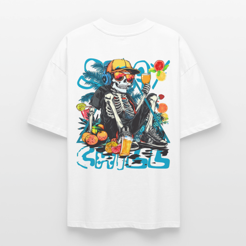 Calveron, Skelet, 1st | Blaster, Oversize Bio T-Shirt, Unisex - Weiß