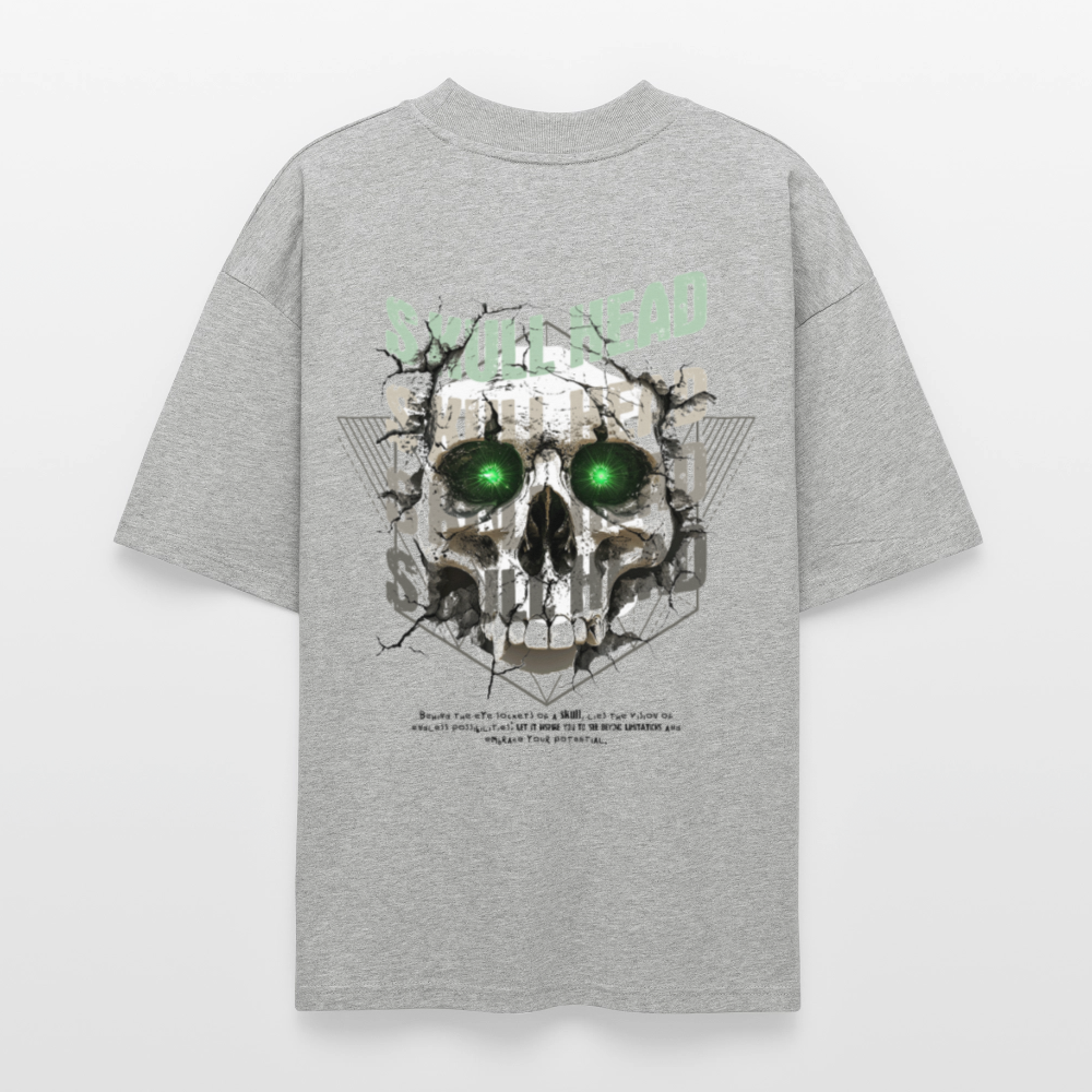 Gliesaron, Totenkopf, 1st | Blaster, Oversize Bio T-Shirt, Unisex - Grau meliert