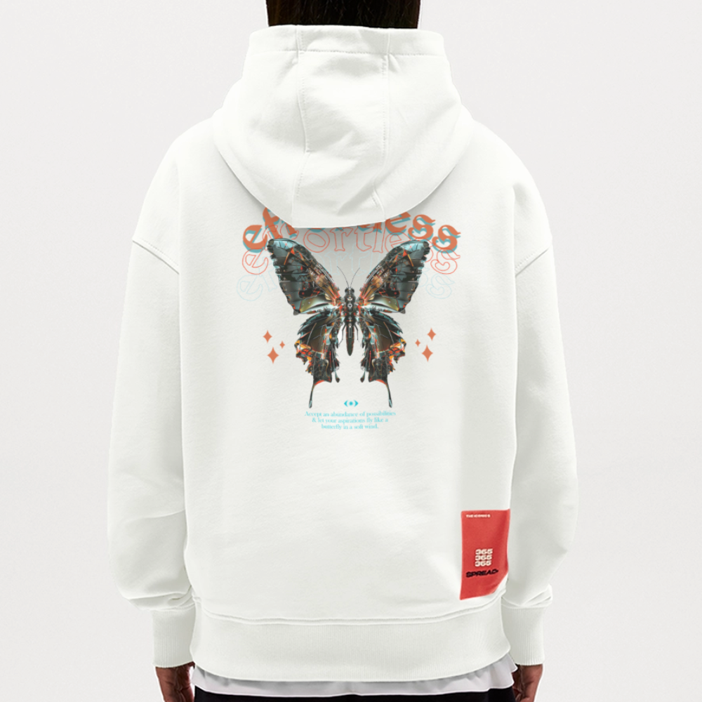 Galaxion, Schmetterling, 1st | Heavyweight Oversized Bio Hoodie, Unisex - OFF WHITE