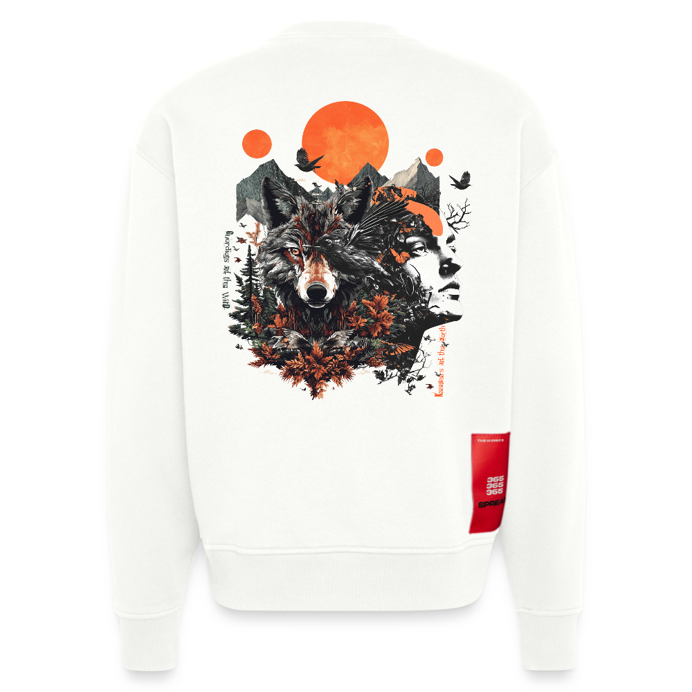 Vaermundis, Wolf, 1st | Heavyweight Oversized Bio Sweater, Unisex - OFF WHITE