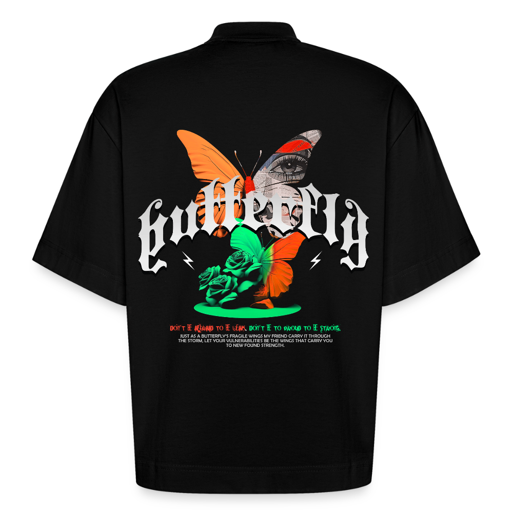 Noşîrêwan, Schmetterling, 1st | Boxy, Heavyweight Bio T-Shirt, Unisex - SOLID BLACK