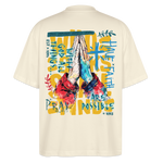 Perseus2, Beten, 1st | Blaster, Oversize Bio T-Shirt, Unisex - Weißgrau