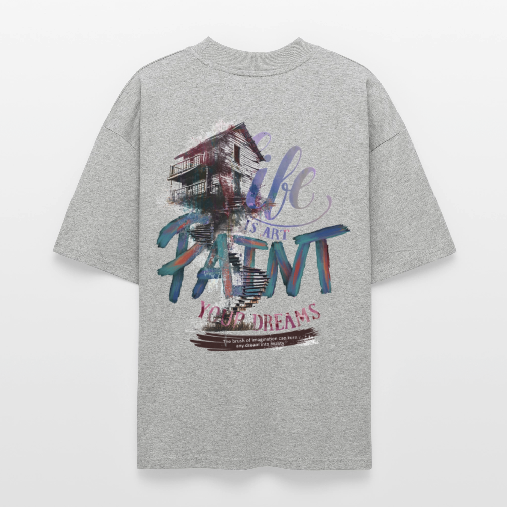 Ignisvar, Haus, 1st | Blaster, Oversize Bio T-Shirt, Unisex - Grau meliert