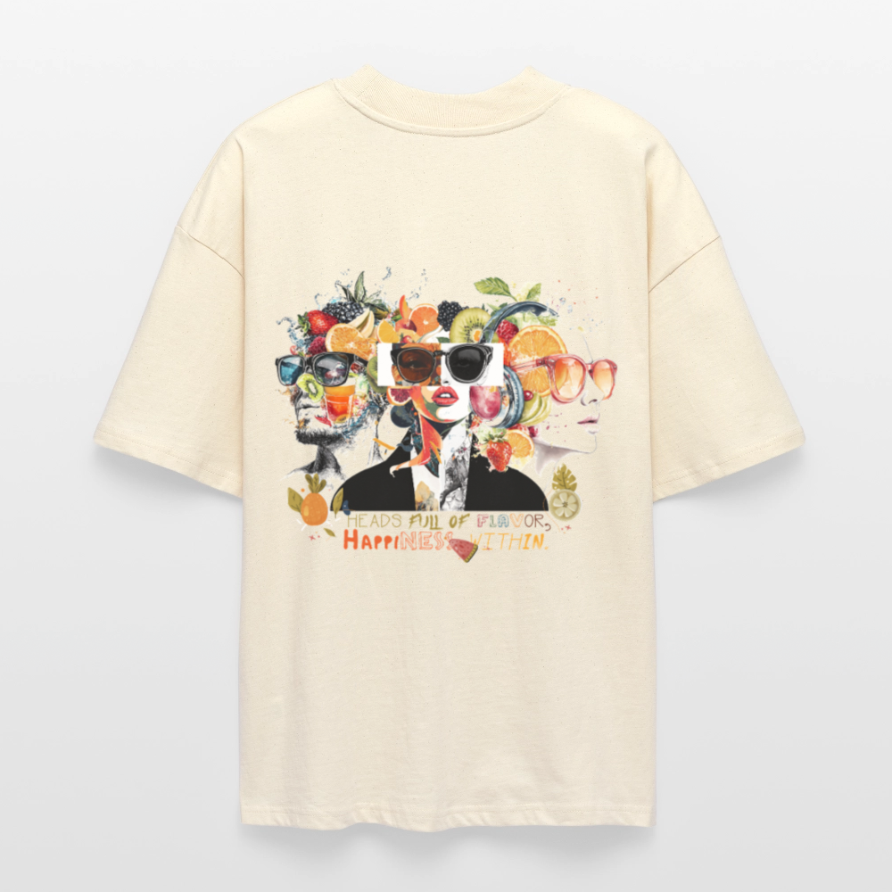 Sylvaris, Gesichter, 1st | Blaster, Oversize Bio T-Shirt, Unisex - Weißgrau