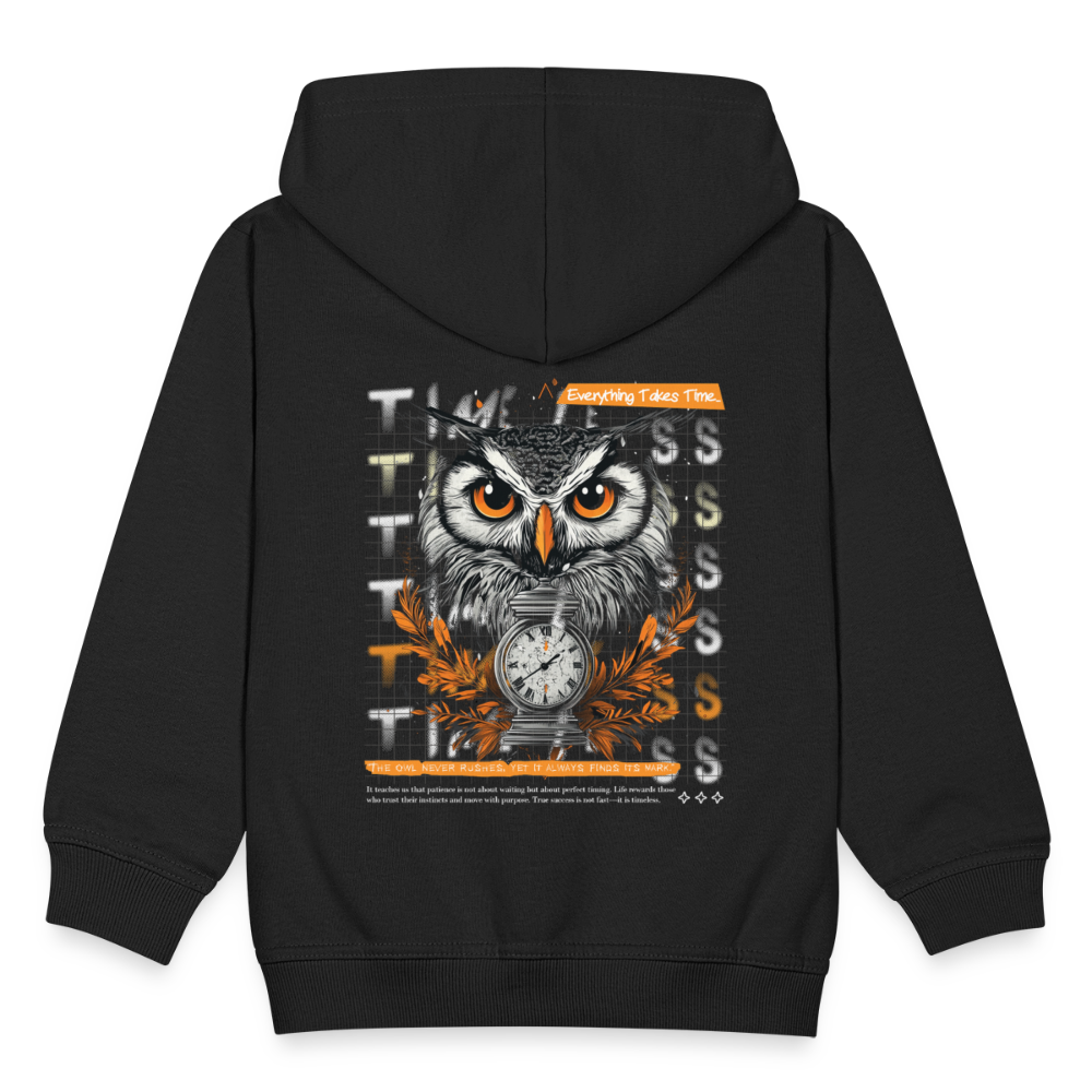 Marid, Eule, 1st | Kinder Zip Hoodie - Schwarz