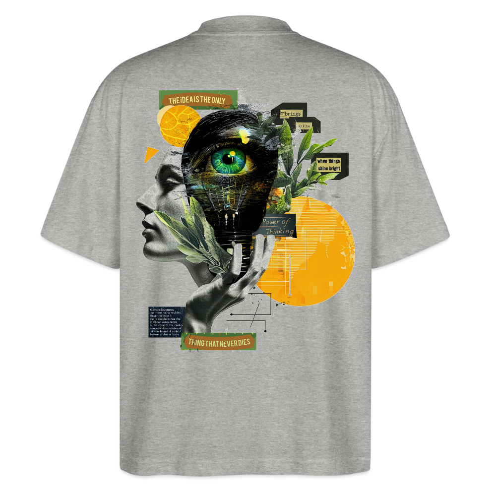 Stellara, Glühbirne, 1st | Blaster, Oversize Bio T-Shirt, Unisex - Grau meliert