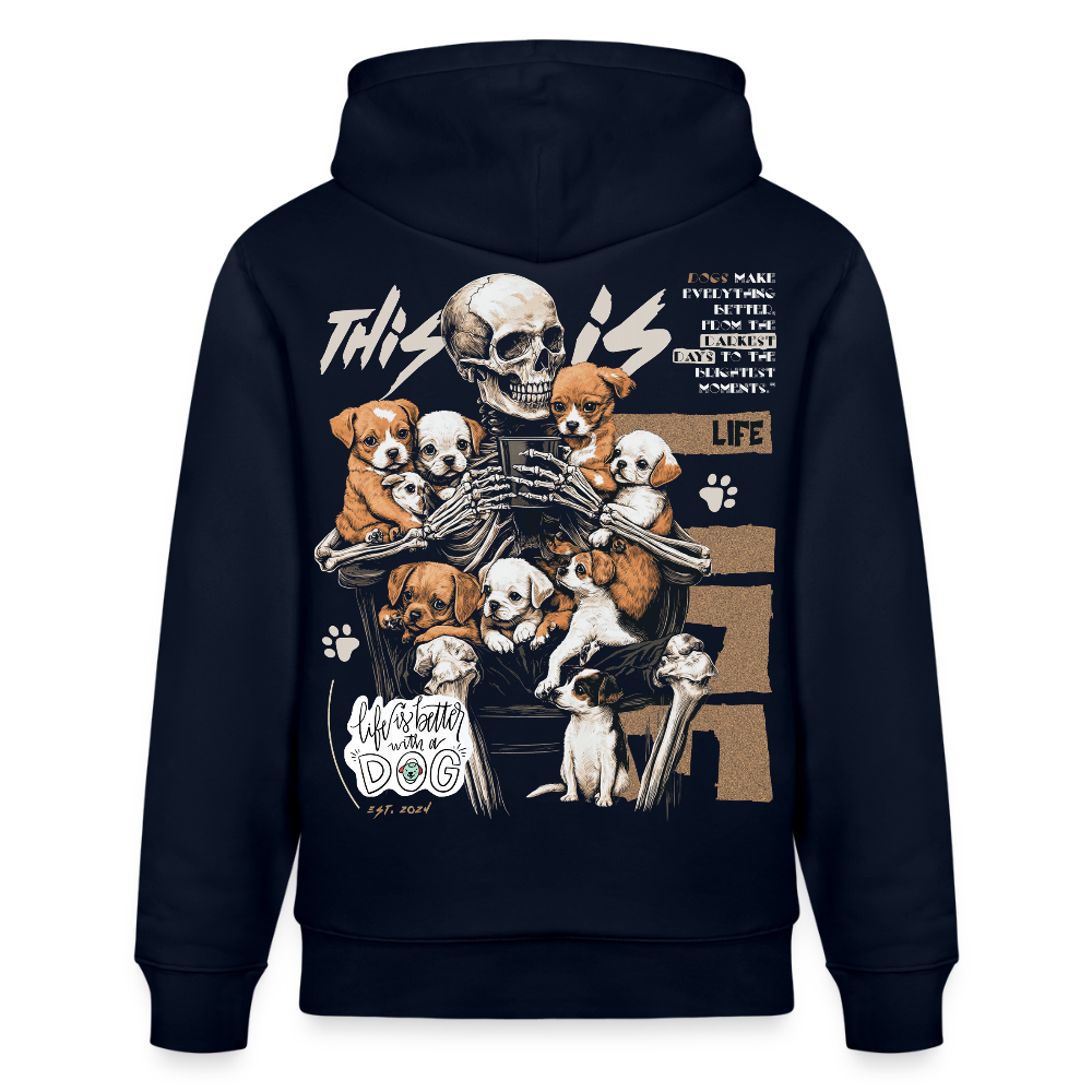 Tezcatlipoca , Hunde & Skelet, 1st | Cruiser, Unisex Bio-Hoodie - Navy