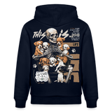 Tezcatlipoca , Hunde & Skelet, 1st | Cruiser, Unisex Bio-Hoodie - Navy