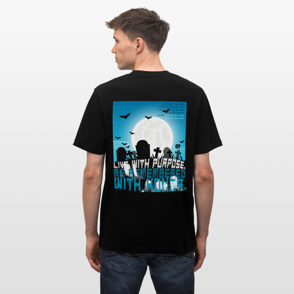 Themisan, Friedhof, 1st | Essential, Relaxed Fit Unisex Bio T-Shirt - Schwarz