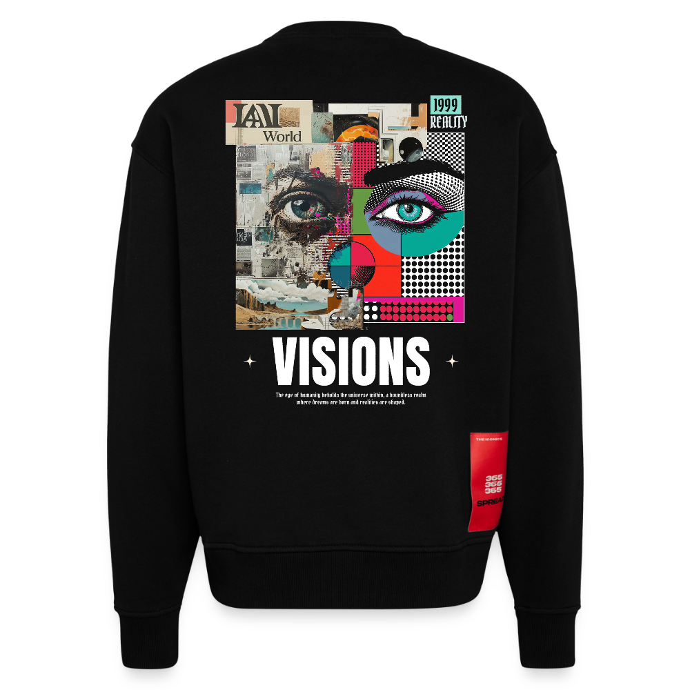 Omoikane, Augen, 1st | Heavyweight Oversized Bio Sweater, Unisex - SOLID BLACK