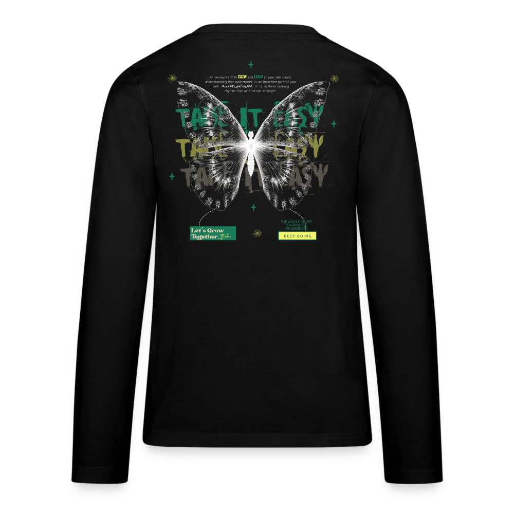 Hesinkar, Schmetterling, 1st | Teenager Langarmshirt - Schwarz