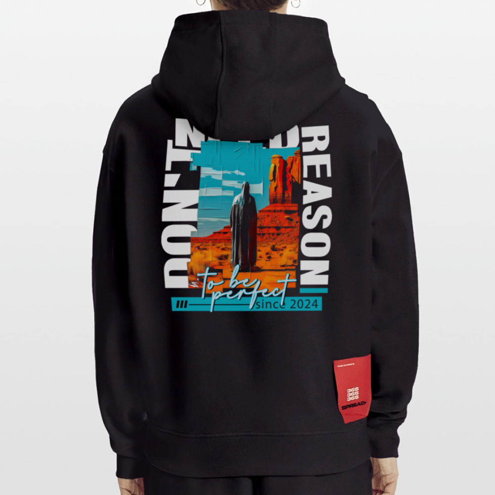 Fuxi, Wüste, 1st | Heavyweight Oversized Bio Hoodie, Unisex - SOLID BLACK