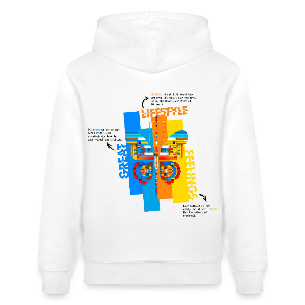 Nebularis, Schmetterling, 1st | Cruiser, Unisex Bio-Hoodie - Weiß